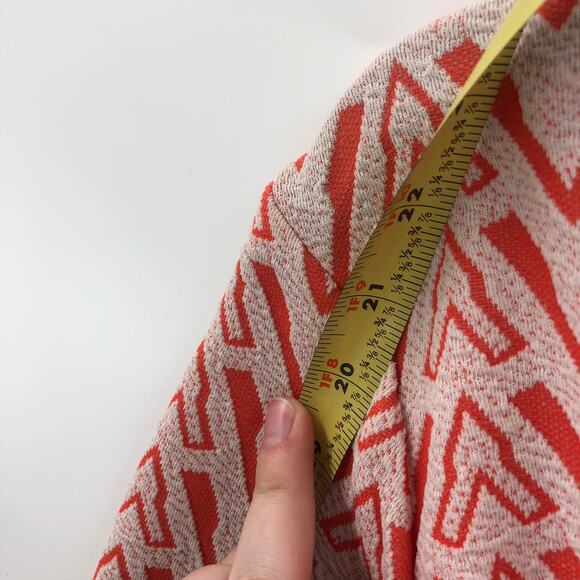 Women's Long Sleeve Casual Mini Dress V-Neck Back Zip Chevron Print White/Red - Picture 7 of 11